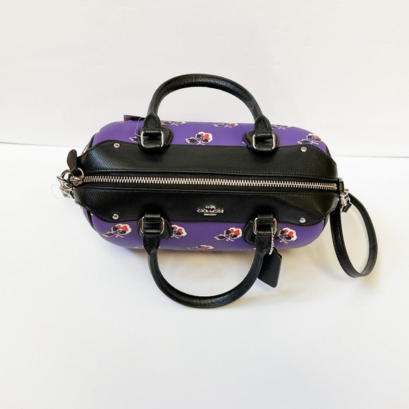Coach Mini Bennett Top Zip Satchel Shoulder Crossbody Bag Purple Multi - Picture 11 of 15